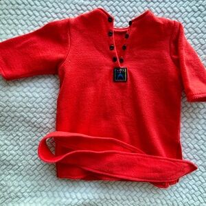 American Girl Red Doll Shirt Dress with Black Buttons